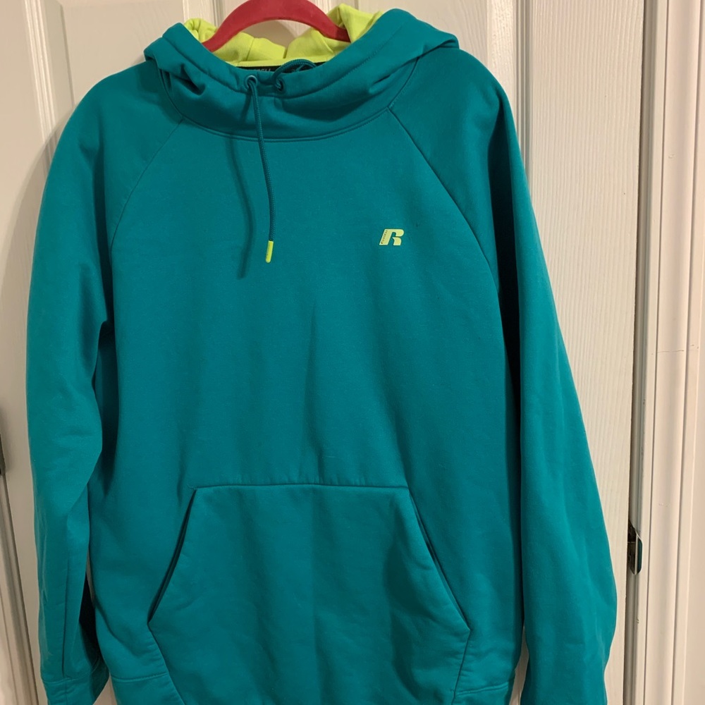 Boys Russell teal fleece lined hoodie XL